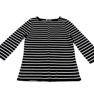 JONES NEW YORK SPORT  Navy Striped 3/4 sleeve stretchy knit top Size XL